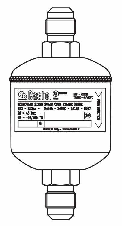 實心干燥過濾器4316/2,100%分子篩,SAE直螺紋接頭